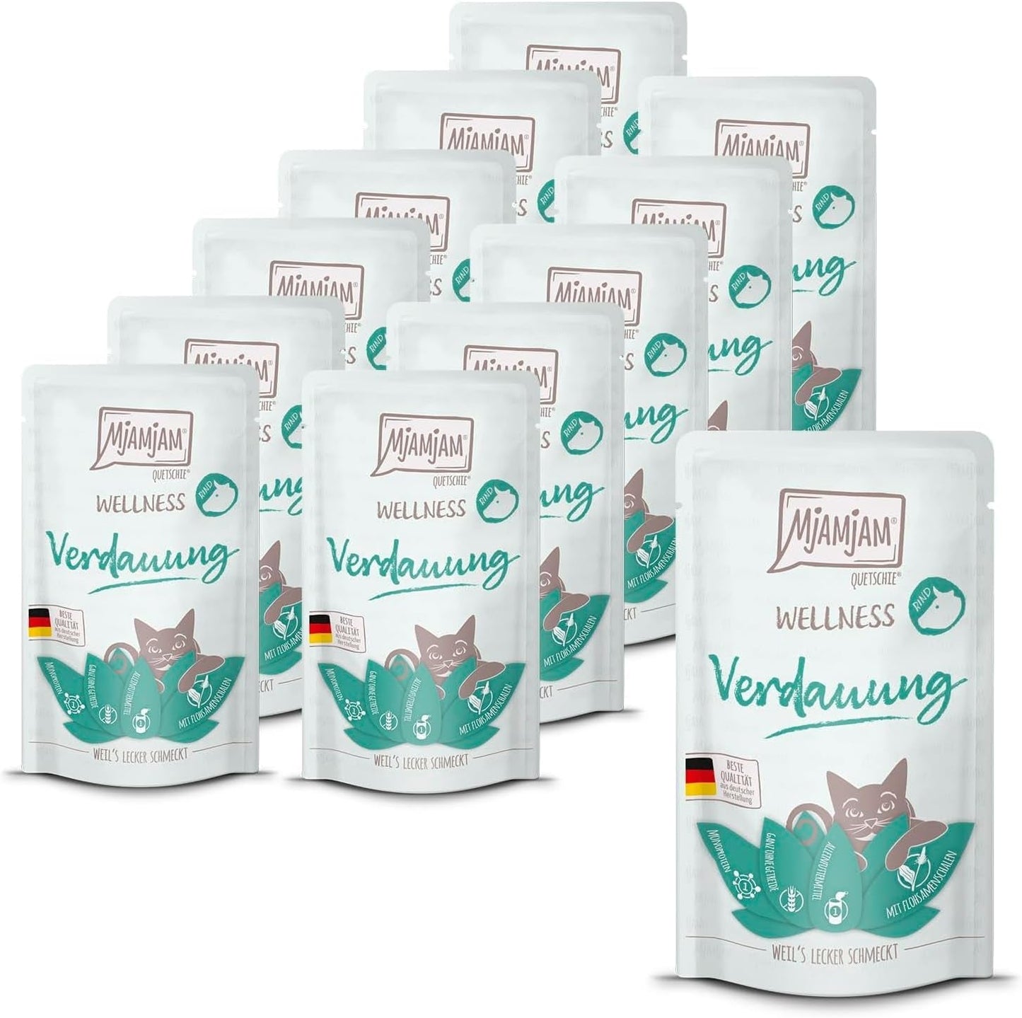 MjAMjAM - Prémiové mokré krmivo pro kočky - Wellness - Digestive - Hovězí maso, balení 12 ks (12 x 125 g), bez obilovin