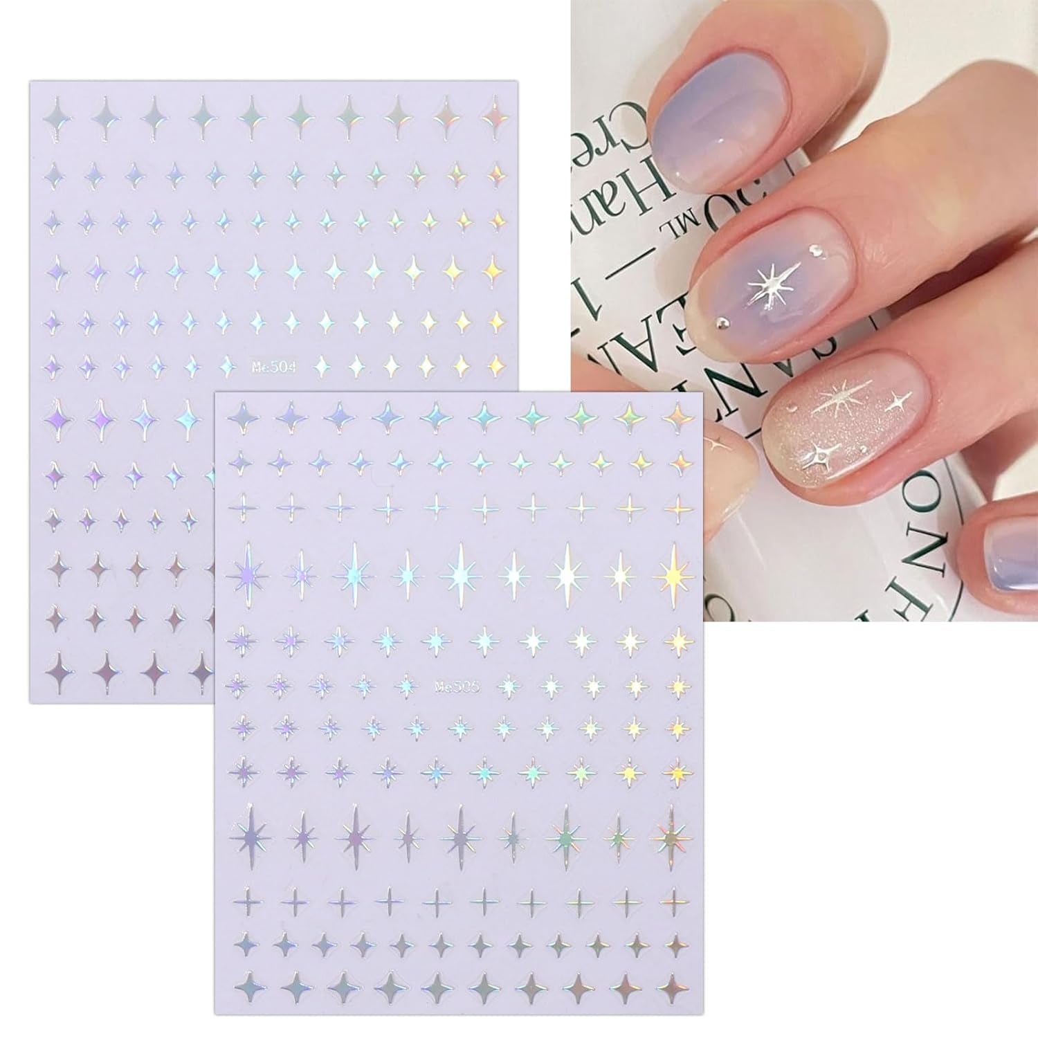 JMEOWIO Nálepka na nehty Mond Stern Schlange 10 Blatt Nálepka na nehty Selbtklebend Nagelaufkleber Aurora Dekoration Nageldesign Zubehör