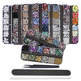 EBANKU Nail Art Strass Kit Multi Design Zubehör Mit 1 Pinzetten 1 Stück Wachsstifte Deko Diamanten Kristalle Perlen Edelsteine ​​​​Bunt Pferdeaugen Strass Metall Nieten Für Nagel DIY (1 kus (10Er Pack))