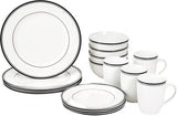Amazon Basics Coffee Black Rim 16dílná sada nádobí pro 4