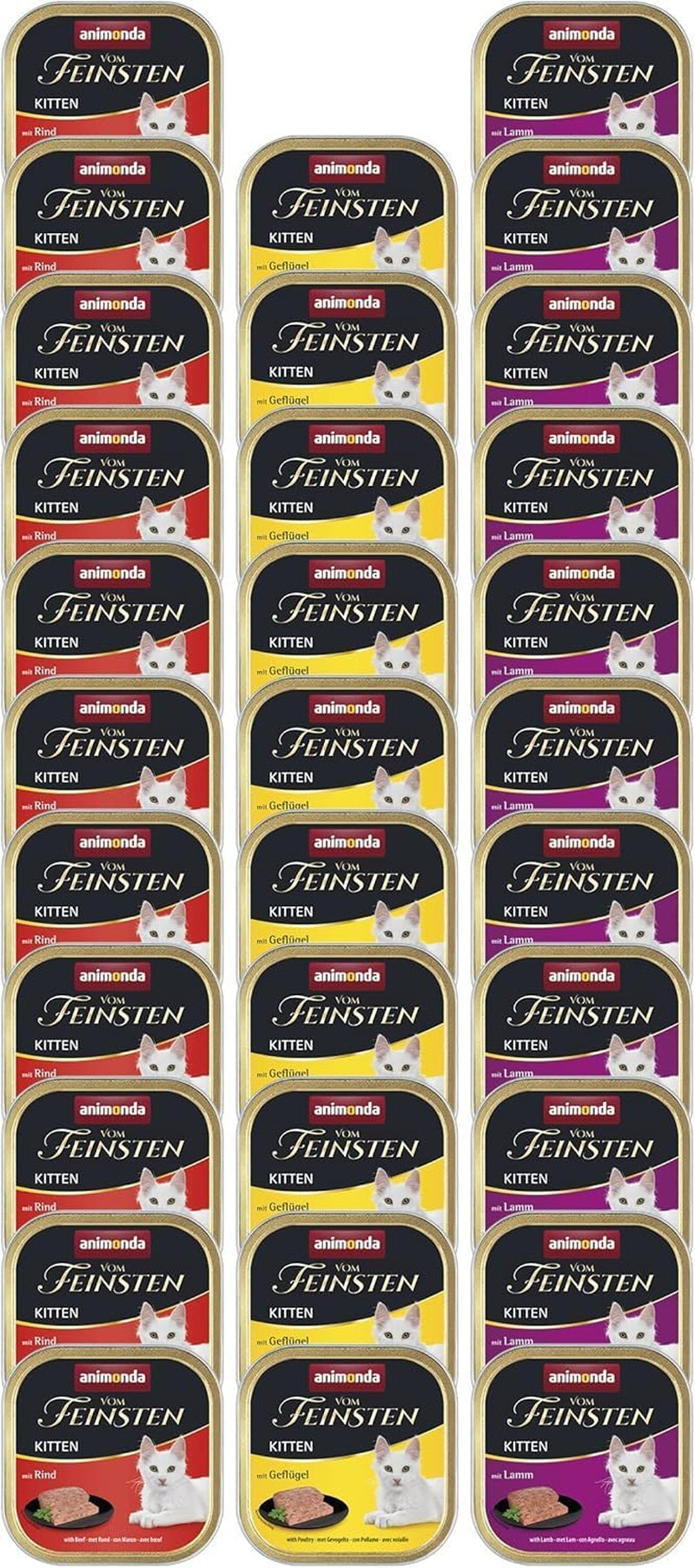 animonda Vom Feinsten Kitten Variety for Kittens (32 x 100 g), mokré krmivo bez obilovin a cukru pro mladé kočky se 100% čerstvými a masitými přísadami.