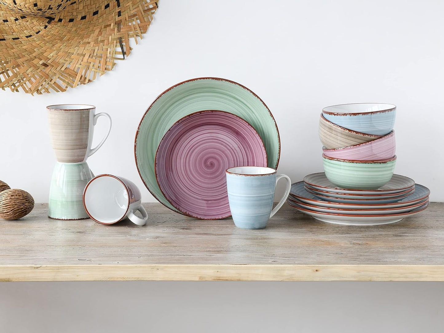 CreaTable, 22582, SAMBA Series, 16dílná sada nádobí pro 4, Porcelánová kombinovaná služba, Vhodné do myčky a mikrovlnné trouby, Kvalitní výroba