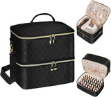Tasche s organizérem laku na nehty, úložná krabička na lak na nehty Doppelschicht, organizér Koffer Für Nageldesign Kosmetiktasche Für 30 lahviček s neonailovou bází (15 ml-0,5 Fl. Oz) & 1 lampa na nehty (Schwarz)
