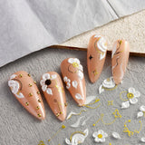 5D Geprägte Blume Nagelsticker Nagelfolie Selbstklebend Acryl Geschnitzte Blumen Nagelaufkleber Schmetterling Nail Sticker Blütenblätter Nageldesign Aufkleber Nägel Zubehör Flower Nail Art Stickers