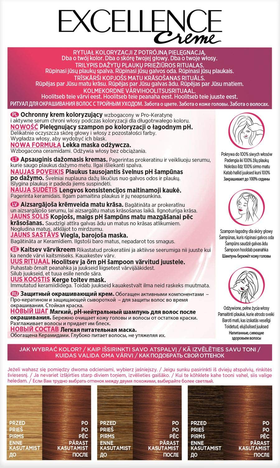 Barva na vlasy L'Oréal Paris Excellence 6.41 – světle jantarová bronzová barva na vlasy Naty Shop