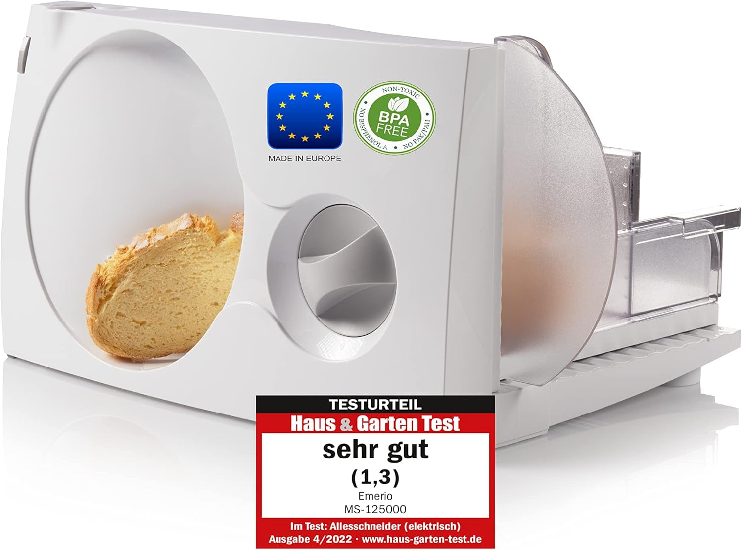 Emerio Univerzální kráječ "Made in EU" MS-125000, čepel z nerezové oceli vyrobena v Německu, nastavitelná 0-17 mm, 100 W Skartovačky a kráječe Naty Shop Single White