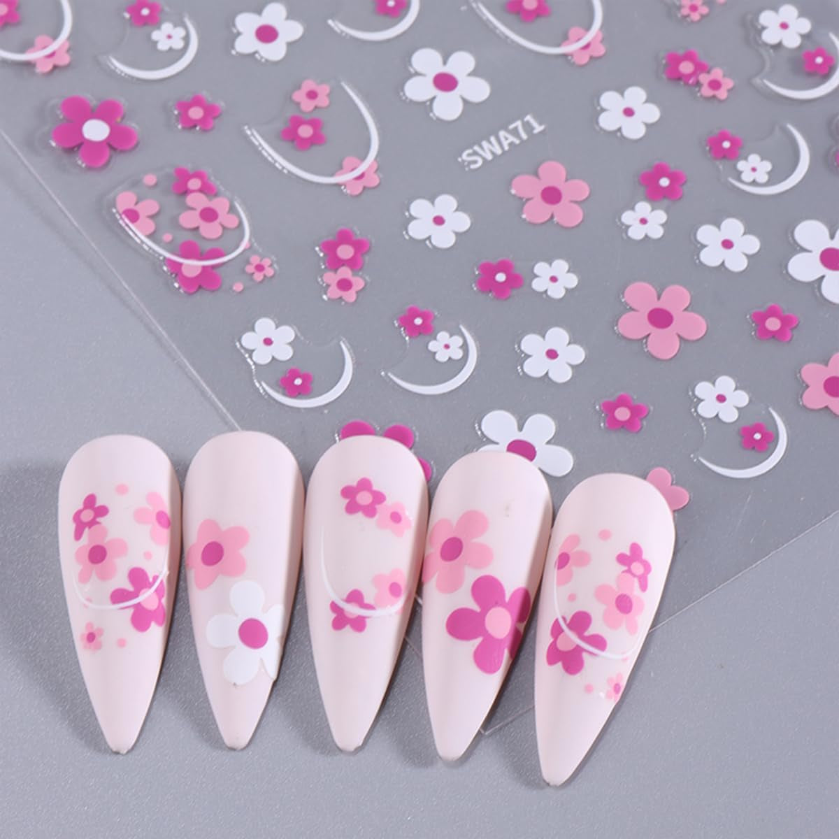 JMEOWIO Nálepka na nehty Blume 9 Blatt Nálepka na nehty Selbtklebend Nagelaufkleber Frühling Letní květinová dekorace Nageldesign Zubehör