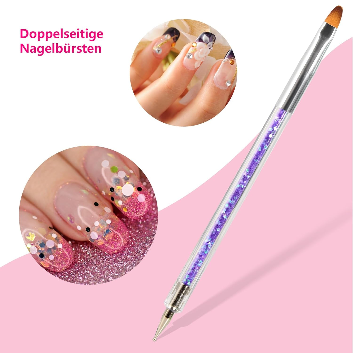 8 Stück Nagel Pinsel, Nagelkunstpinsel Pinsel Set, Pinsel Für Nägel Mit Doppelkopf Nail Art Pinsel Set Dotting Pen Und Gel Štětec na nehty Präzise Pinsel Für Nageldesign Und Verzierungen