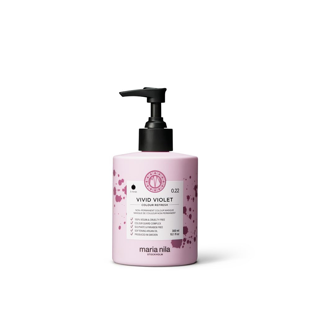 Maria Nila Color Refresh 300 ml - Vyživující barevná bomba obsahující dočasné barvicí pigmenty, které rychle osvěží barvu vlasů. 100% vegan. Bez sulfátů a bez parabenů. Barva na vlasy Naty Shop Vivid Violet