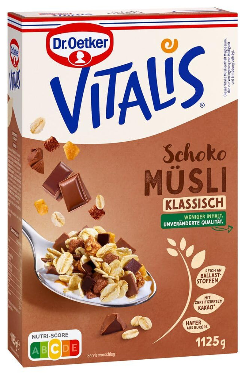 Oetker Vitalis Čokoládové müsli Classic: Snídaňové müsli s mléčnou a hořkou čokoládou, balení 7 ks (7 x 600 g)