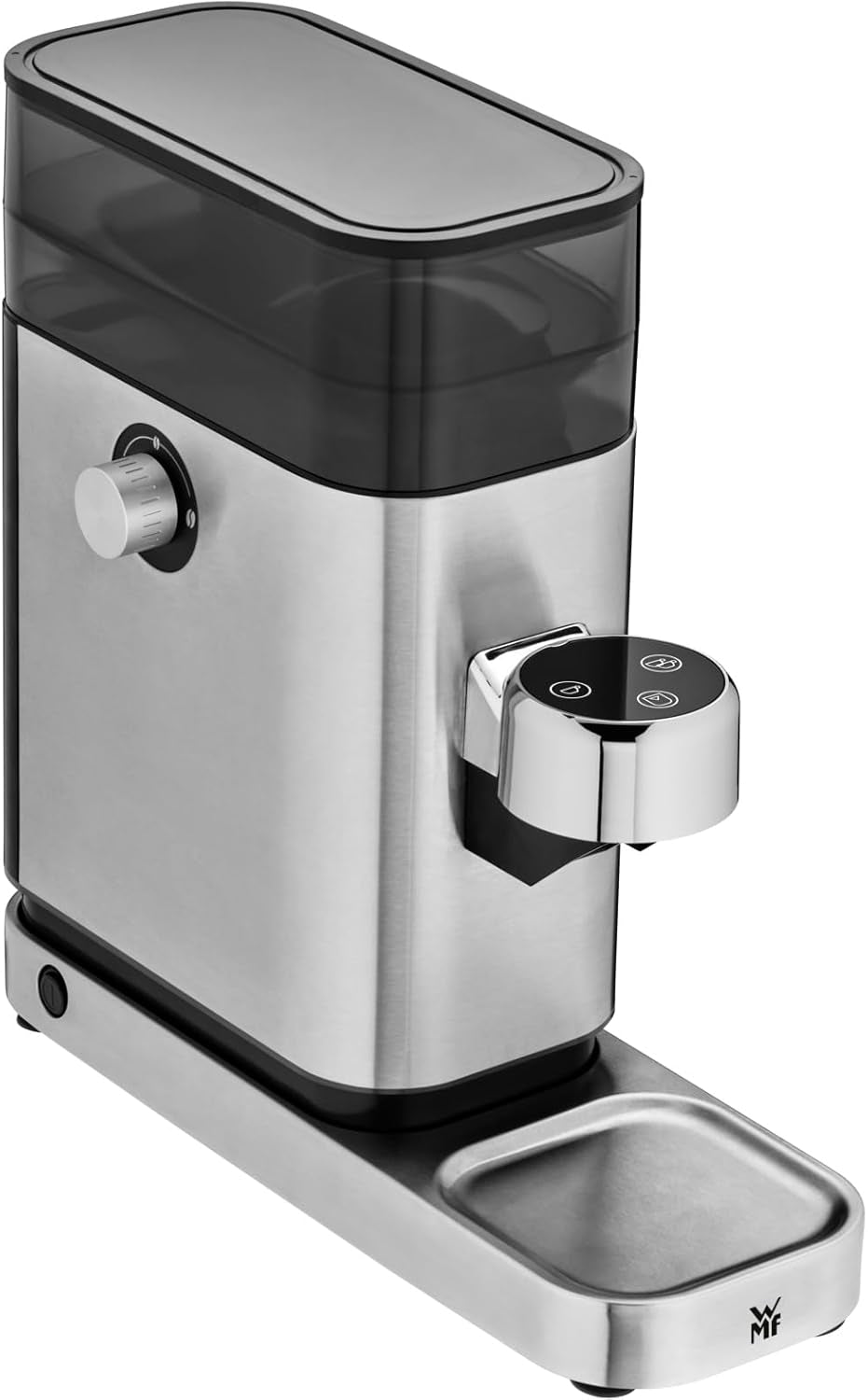 Kávovar WMF Lumero, portafiltr, 1400 wattů, portafilter, 3 vložky, pro 1-2 šálky na espresso, včetně kapslí, 15 bar, držák šálků, napěňovač mléka, matná nerezová ocel