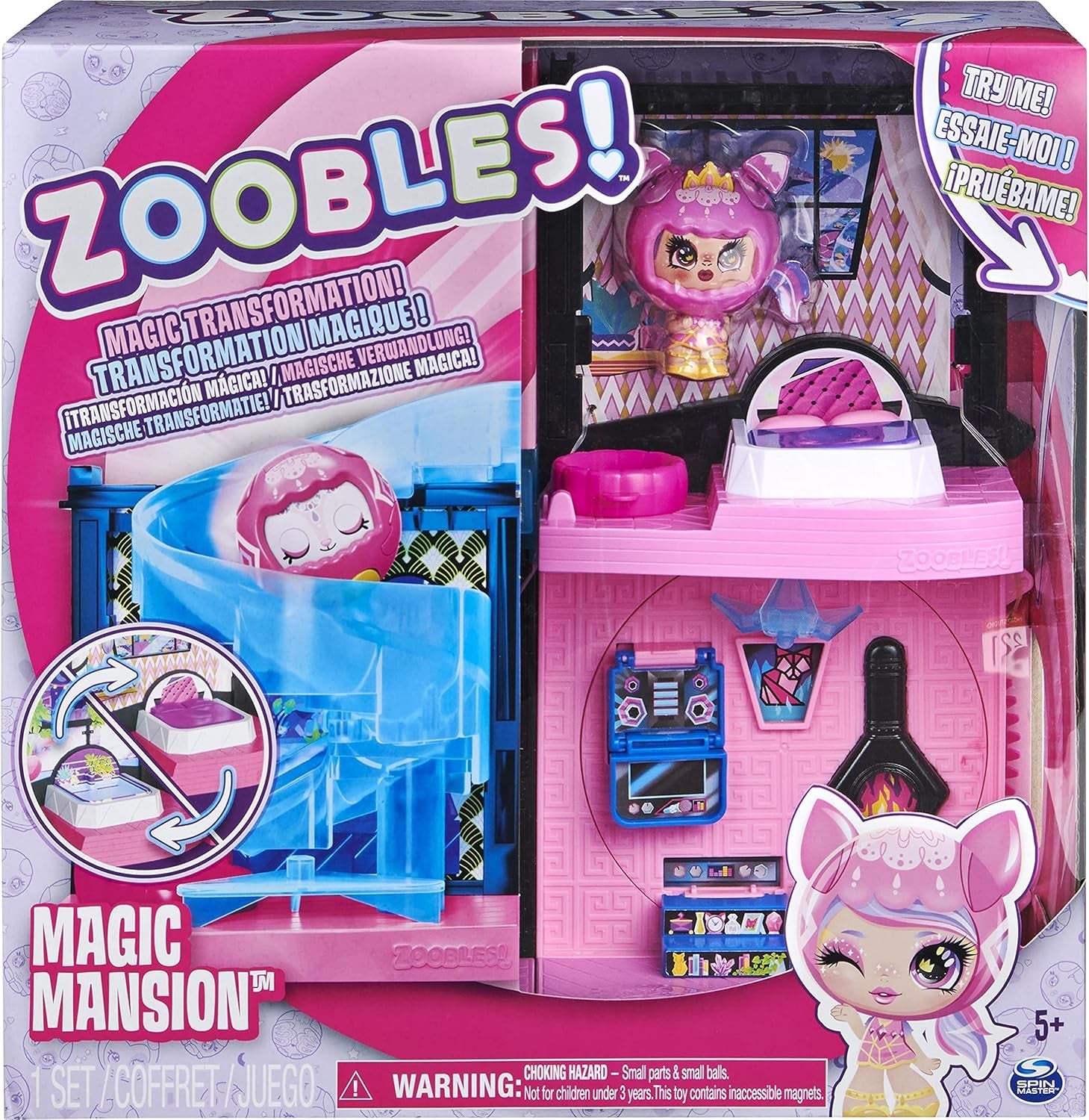 Zoobles Magic Mansion Transformovatelný 6pokojový dům snů, skluzavka a příslušenství