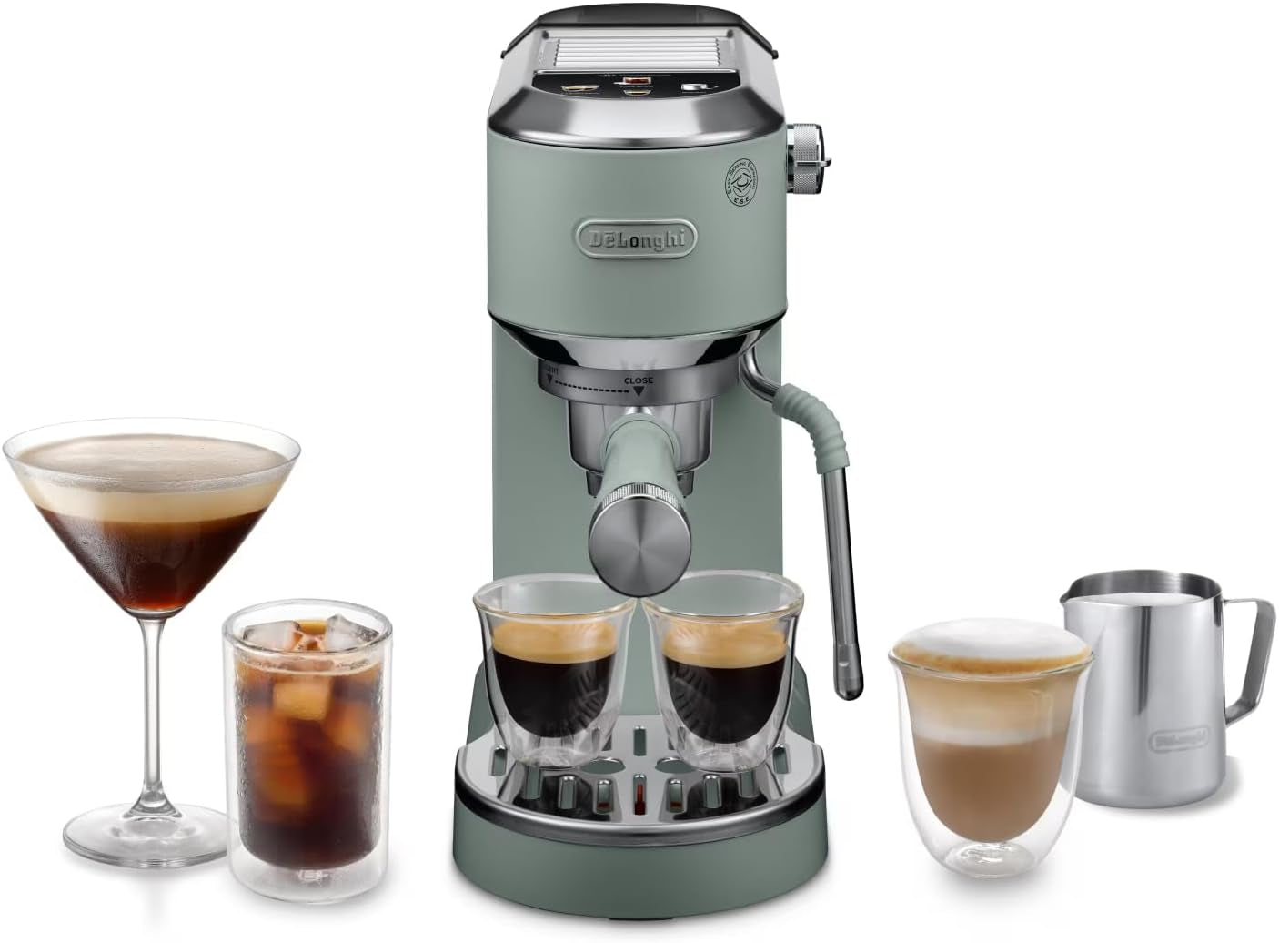 De'Longhi Dedica Style EC 685.B – Espresso kávovar s portafiltrem, espresso kávovar s profesionálním napěňovačem mléka, šířka pouze 15 cm, na mletou kávu nebo kapsle ESE, nádrž na vodu 1 l, černá