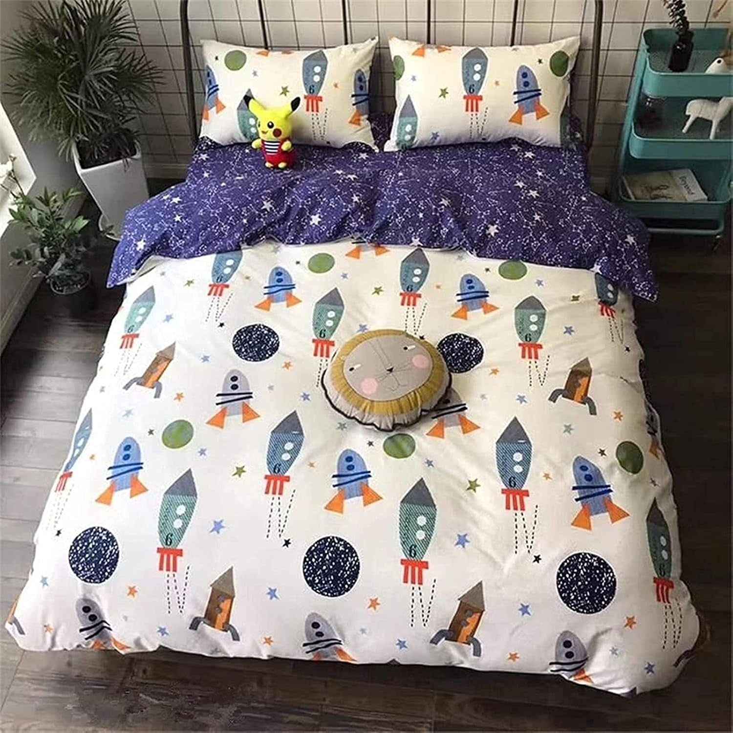 Dětské povlečení, rakety a planety, oboustranné provedení, bavlna Povlečení - dětské Naty Shop