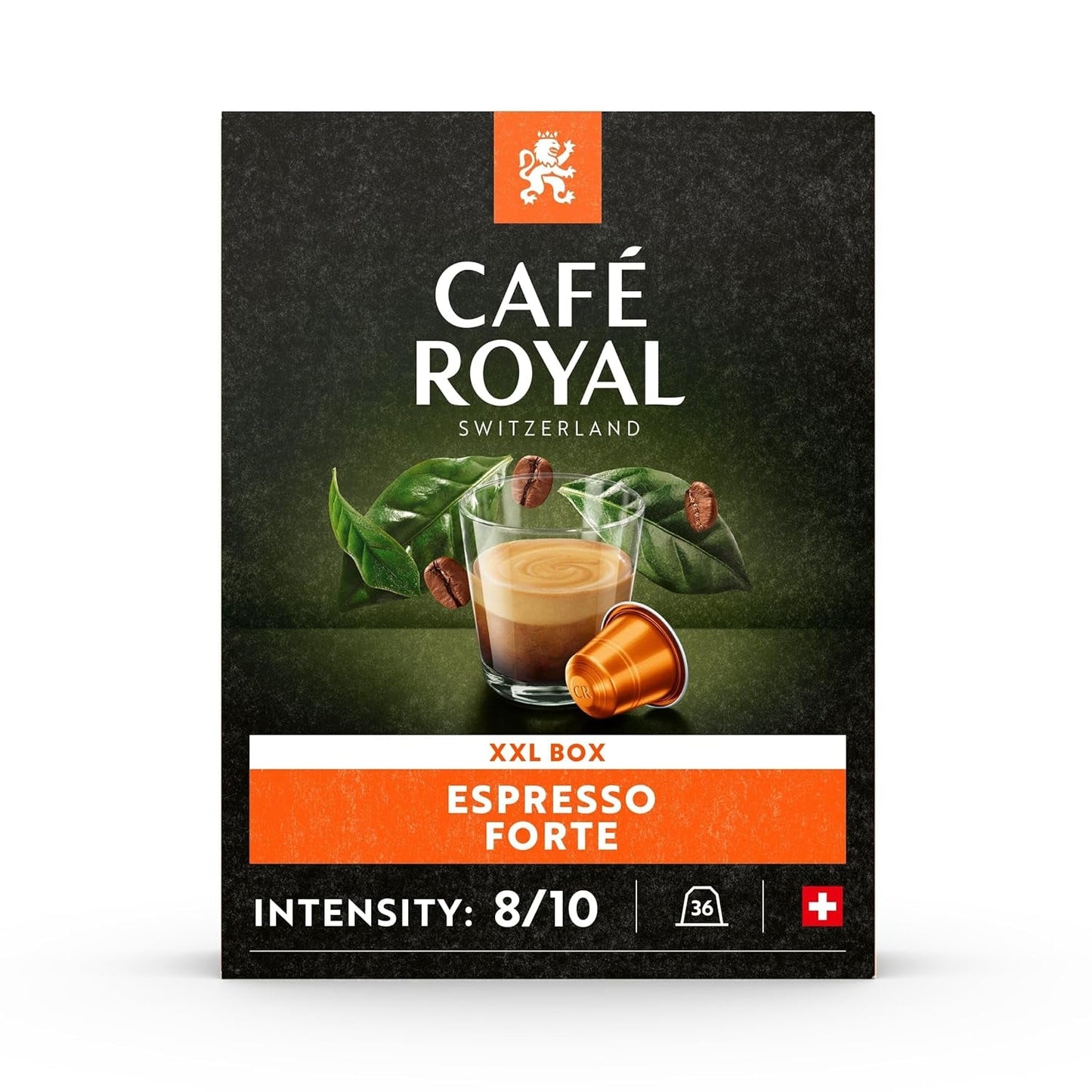 Espresso Forte 36 Kapseln für Nespresso Kaffee Maschine - 8/10 Intensität - UTZ-zertifiziert Kaffeekapseln aus Aluminum (Backung mit 3)