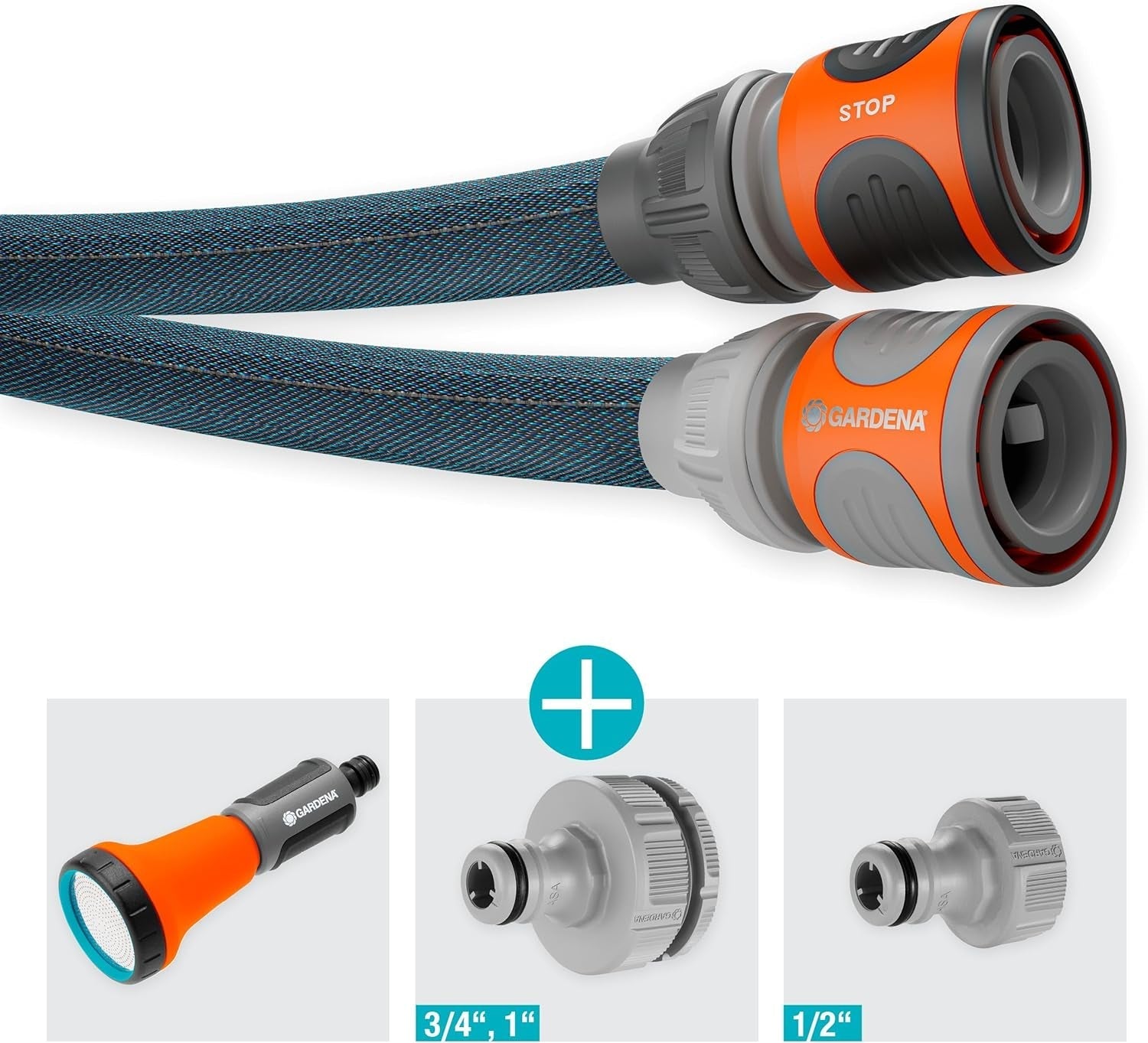 Sada Gardena Liano Xtreme 1/2 palce 10m: Extrémně robustní textilní zahradní hadice pro vnitřní kohoutky s lehkou vnitřní hadicí z PVC odolnou vůči povětrnostním vlivům (18460-20)