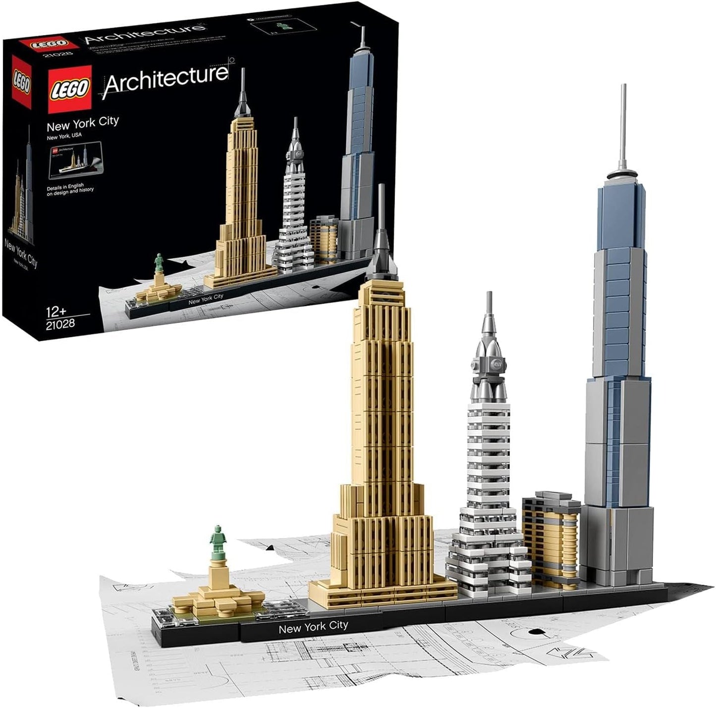 Stavebnice LEGO Architecture New York City, Stavebnice Skyline se Světovým obchodním centrem a Sochou Svobody, Řemesla pro dospělé, Dekorace do domácnosti a kanceláře, Dárky pro ženy a muže 21028 Stavebnice Besuche den LEGO-Store Single