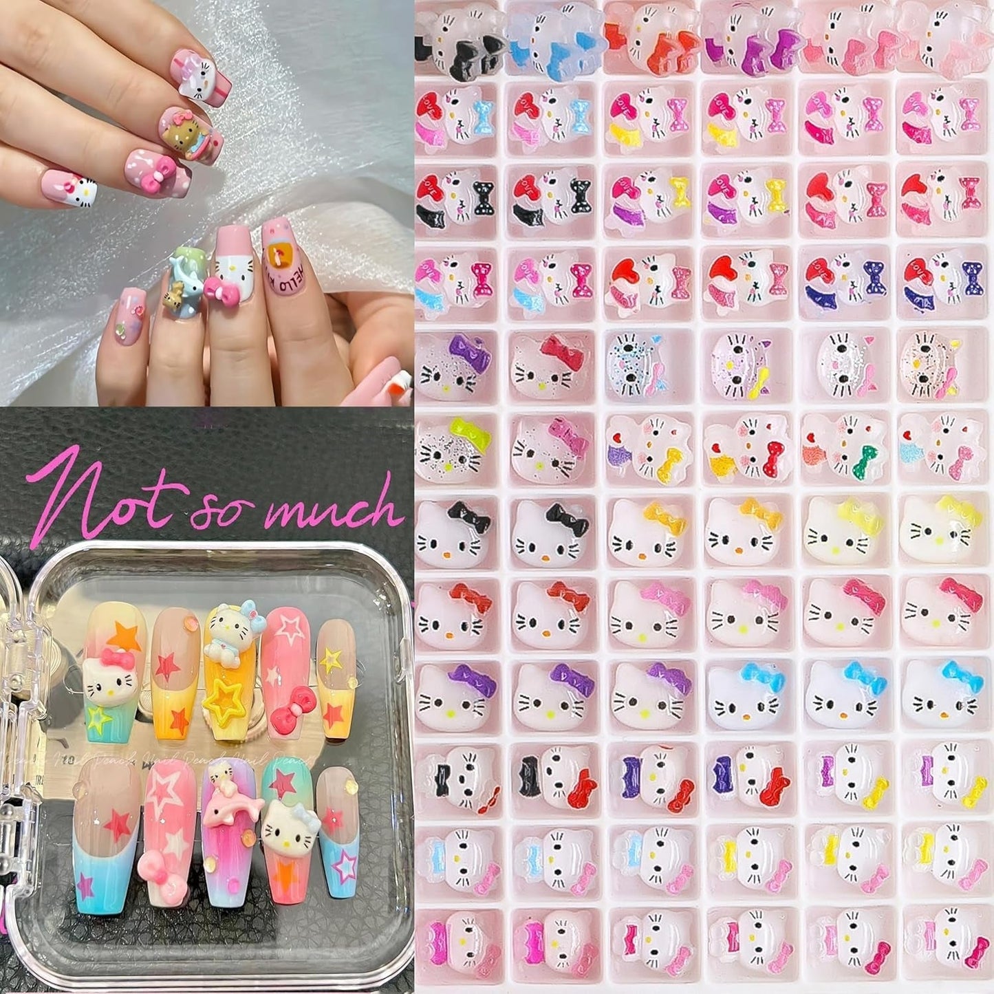3D nálepky na nehty pro kočky, třpytky na nehty, flitry, pryskyřicové nálepky na nehty, drahokamy na nehty, diamanty pro nail art, včetně voskové tyčinky s drahokamy (barevná kočka)