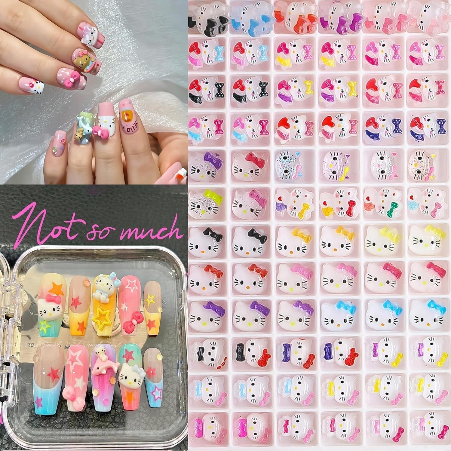 3D nálepky na nehty pro kočky, třpytky na nehty, flitry, pryskyřicové nálepky na nehty, drahokamy na nehty, diamanty pro nail art, včetně voskové tyčinky s drahokamy (barevná kočka)