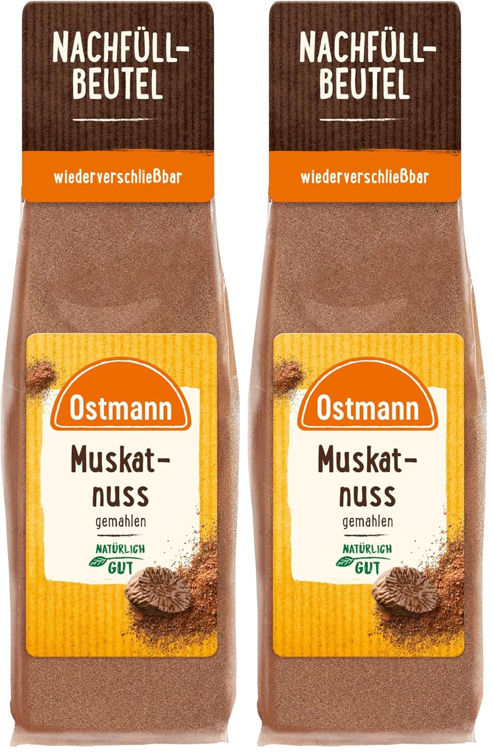 Ostmann Gewürze - Muskatnuss gemahlen | Ideální pro přidání chuti do bramborových pokrmů Zum Nachfüllen der Streudose | 50g uzavíratelný sáček