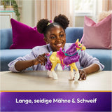 Unicorn Leaf Unicorn Academy - 28 cm vysoký originální jednorožec Ava ze série Netflix se skutečnou hřívou a ocasem, odnímatelnou uzdou a sedlem a kartáčem, pro děti od 4 let