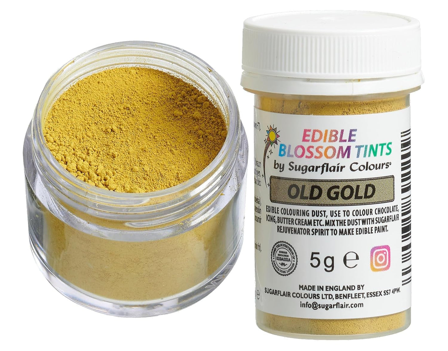 Sugarflair Blossom Tint Dust Old Gold Food Coloring Powder - Potravinářský prášek pro ozdoby dortů, fondán, polevu, čokoládu, máslový krém, makronky a další - 5G