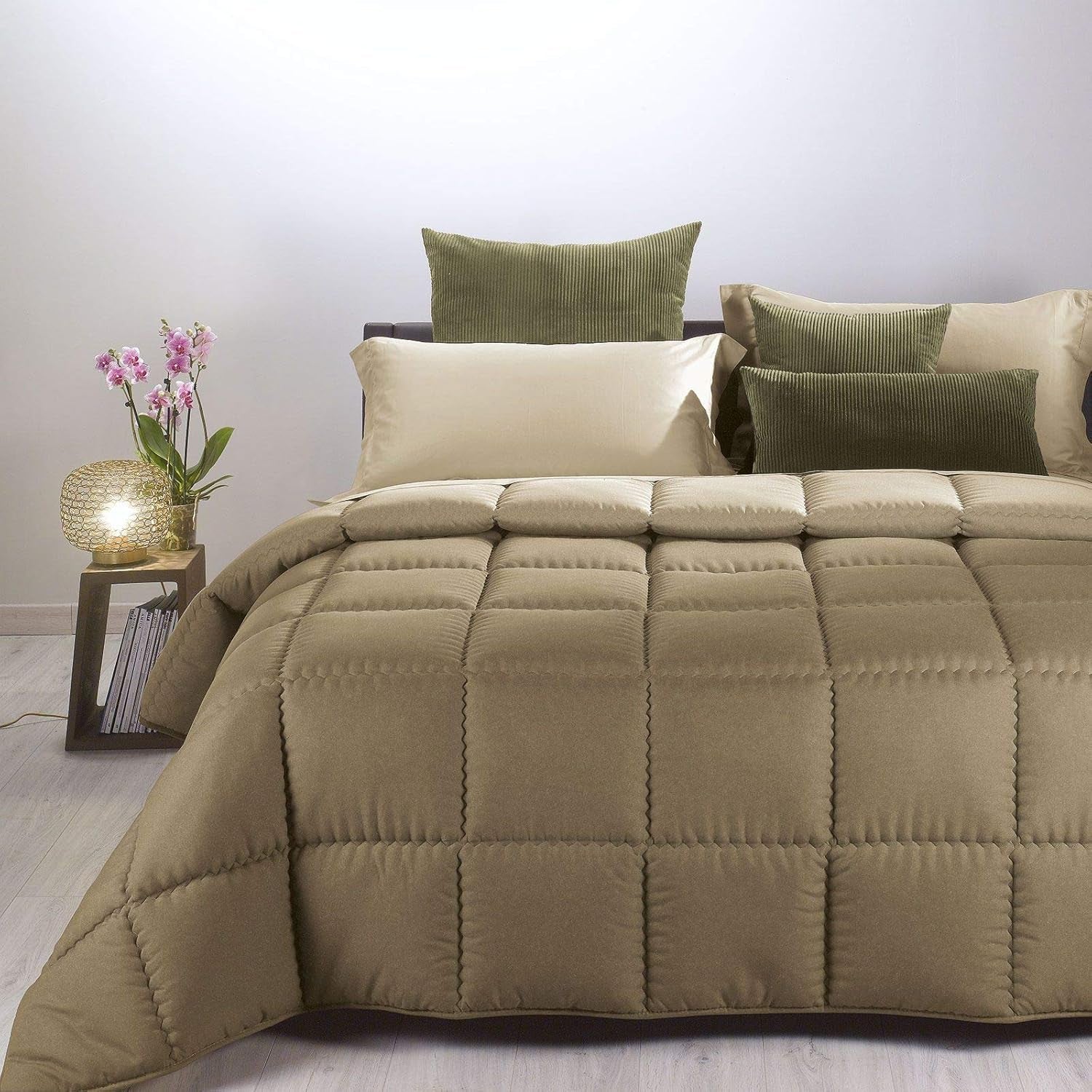 Caleffi moderní přikrývka, mikrovlákno, taupe, manželská postel Přikrývky a přikrývky Naty Shop Výchozí název