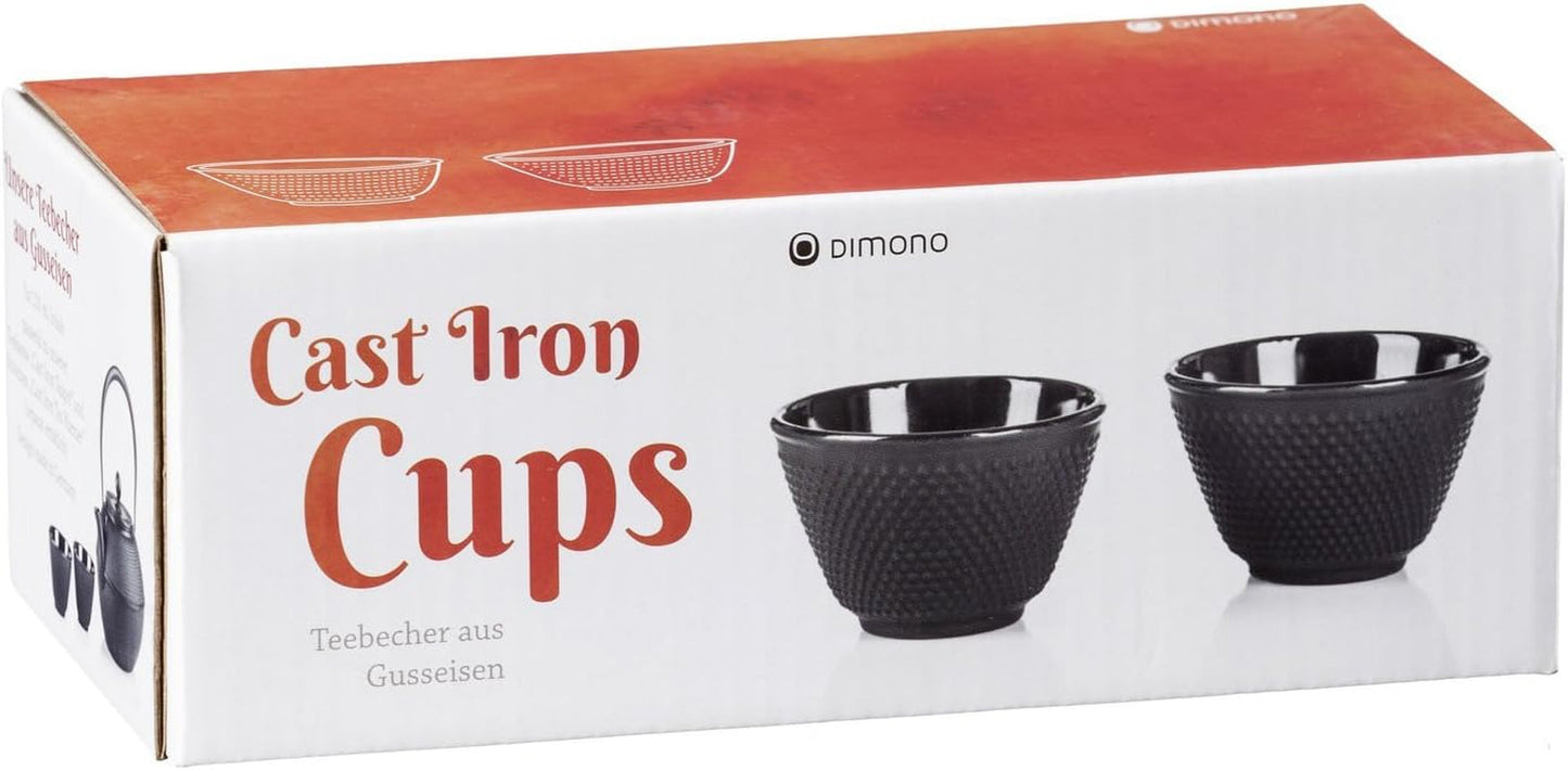 Tradiční litinový čajový set Dimono: konvička, ohřívač a 2 šálky