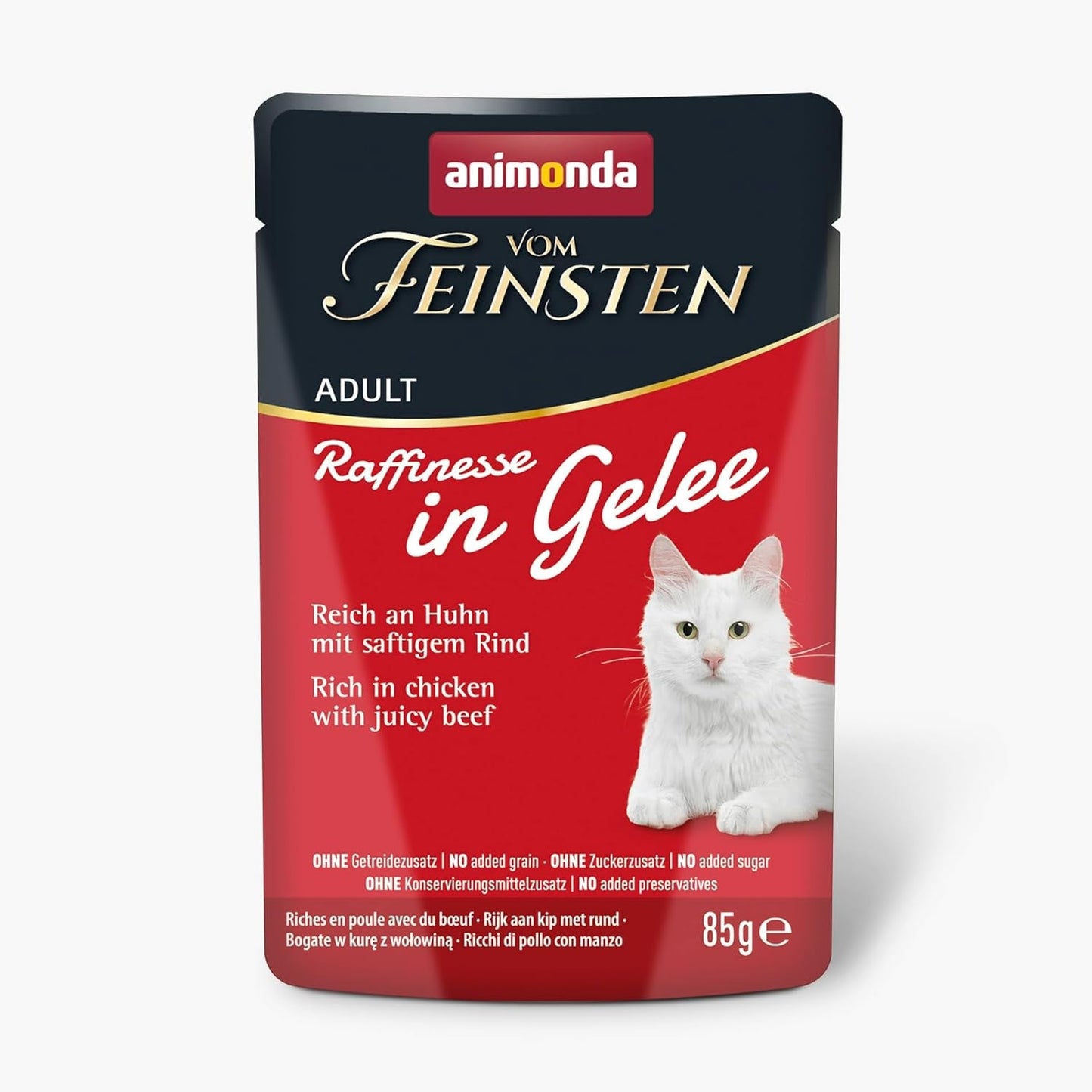 animonda Vom Feinsten Adult Raffinesse Katzenfutter in Gelee, Mixpack vom Land (12 x 85 g), Nassfutter s taurinem a vitamínem D3, bez Zusatz von Zucker, Soja und Getreide