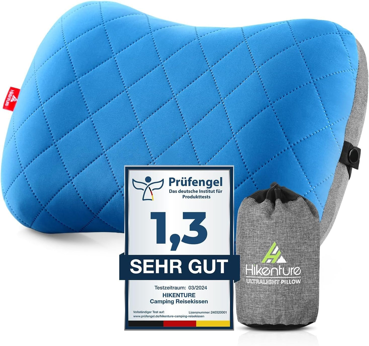 HIKENTURE Nafukovací polštář pro kempování / stravování s plochým polštářem, ergonomický polštář, pohodlný polštář pro kuchyni / exteriér, nafukovací polštář pro cestovní kuchyni (zelený) ...