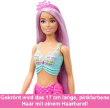 Panenka Barbie mořská víla – s dlouhými růžovými vlasy a individuálními stylingovými doplňky, včetně kartáče, krásné hřebenatky a růžové ocasní ploutve, pro děti od 3 let, 00 HRR
