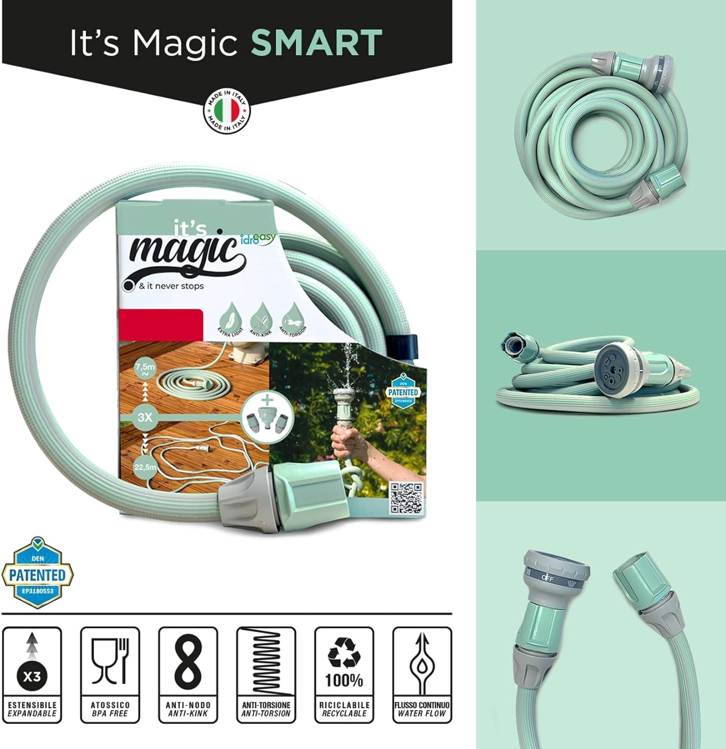Magic Soft Smart 30 metrů – zahradní zavlažovací trubka, proti uzlům, proti kroucení, vodní hadice