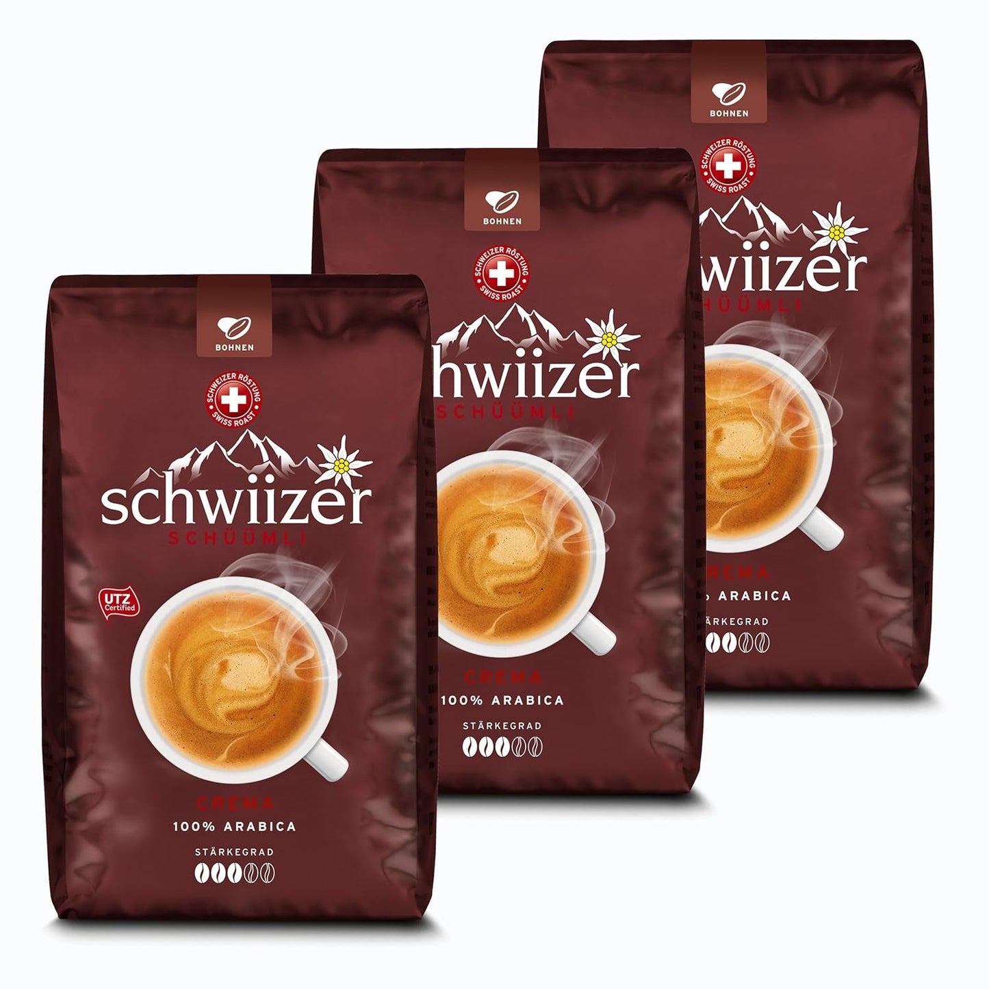 Kávová zrna Schwiizer Schüümli Cream, pražená káva, kávová zrna, 3000 g