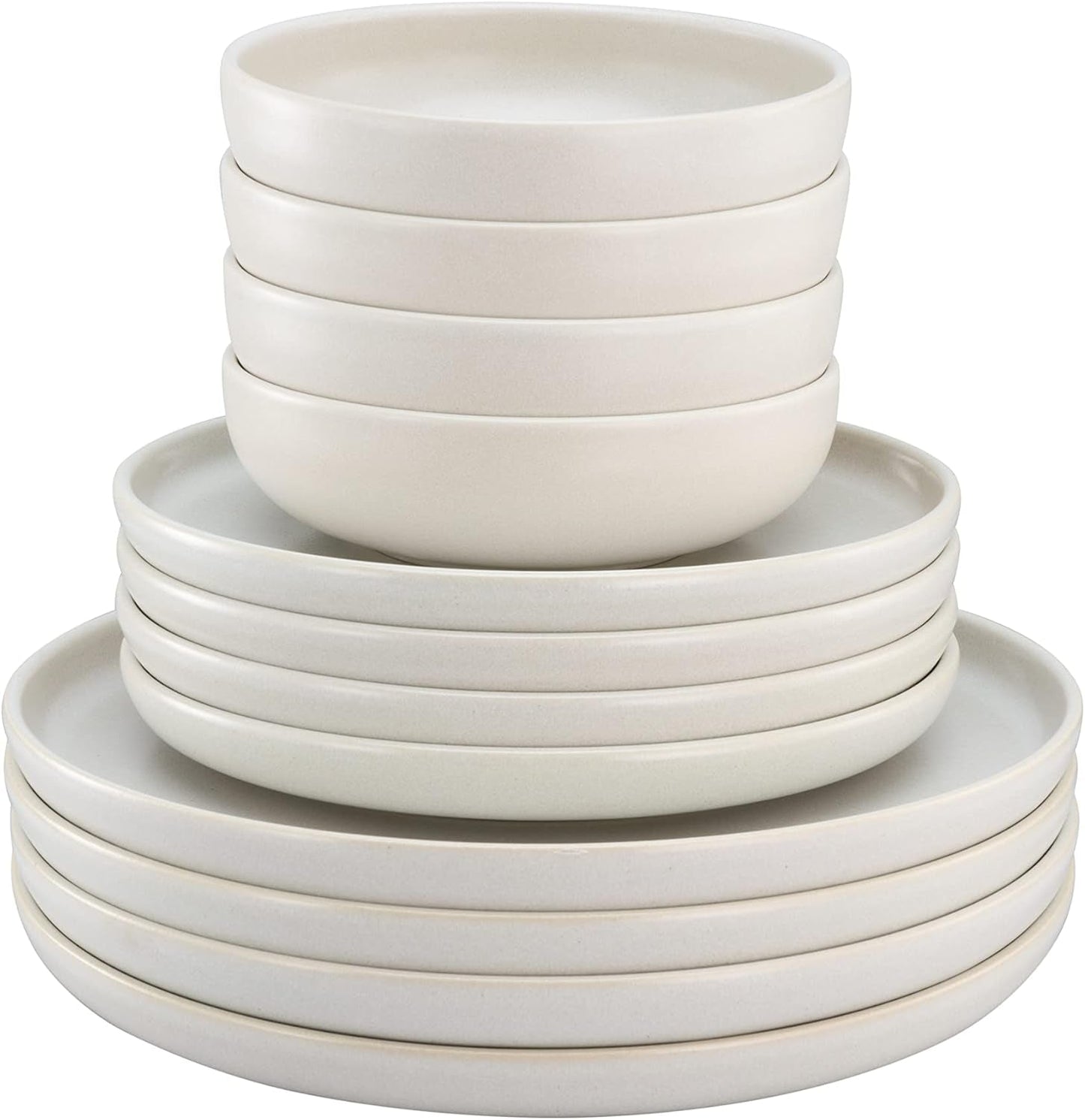 CreaTable, 33065, žluto-bílá 12dílná sada nádobí řady Uno, sada porcelánových talířů, vhodné do myčky a mikrovlnné trouby, vyrobeno v Portugalsku