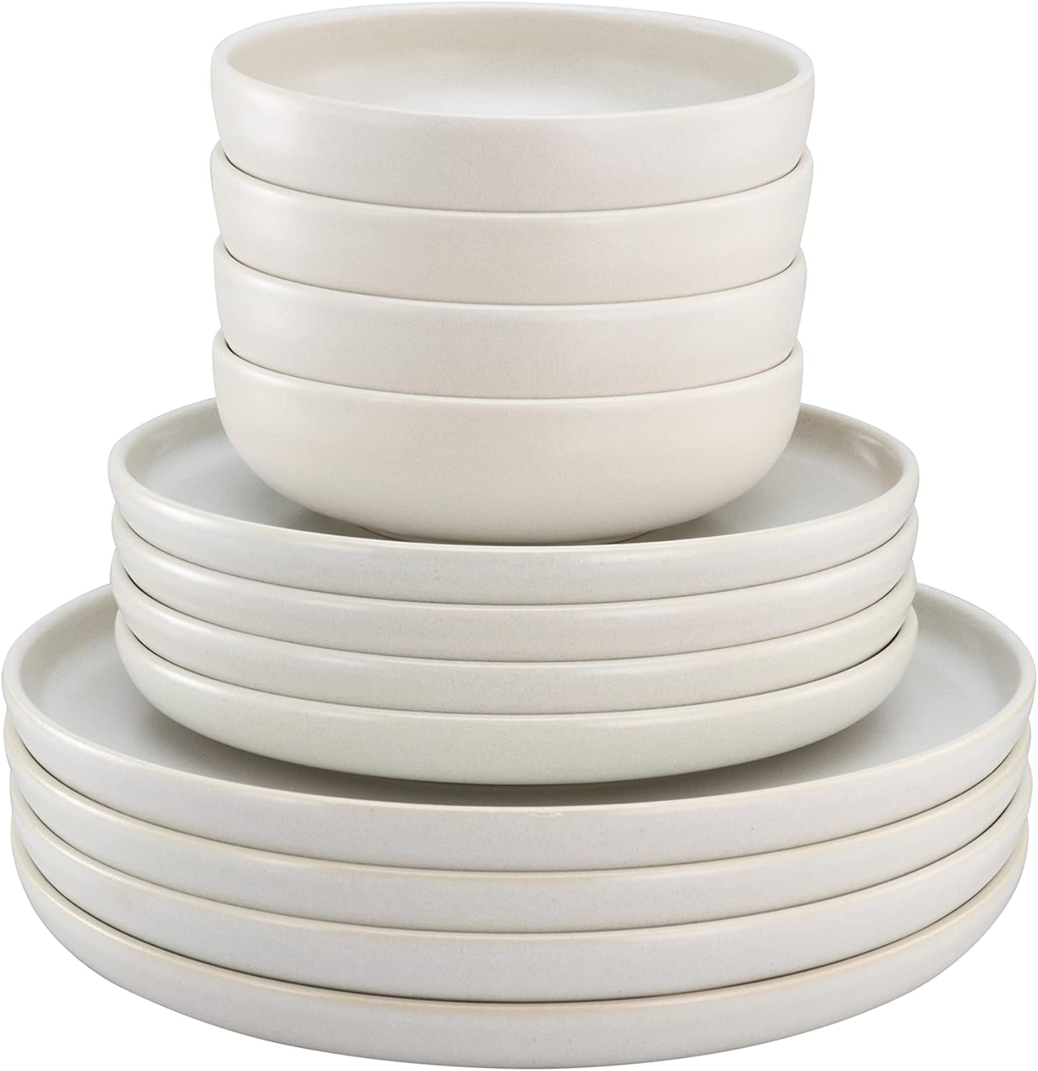 CreaTable, 33065, žluto-bílá 12dílná sada nádobí řady Uno, sada porcelánových talířů, vhodné do myčky a mikrovlnné trouby, vyrobeno v Portugalsku