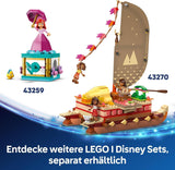 LEGO Ç€ Disney Moana 2: Moanin dobrodružný vor - Hrací člun s plachtami, odnímatelnou palubou, táborákem a 3 mini-panenkami včetně Lota a Moni - Dárek pro dívky od 6 let a fanoušky - 43270 Stavebnice Beuche den LEGO-Store