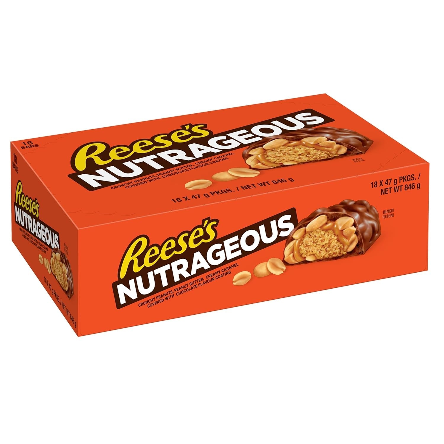 Nutrageous Arašídové máslo - Čokoládové tyčinky s arašídovým máslem: 18 kusů (18 x 47 g)