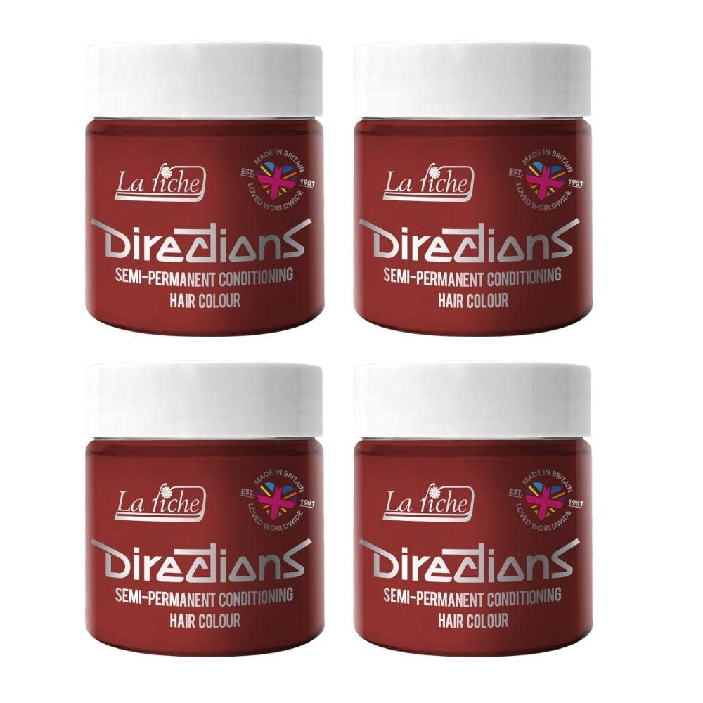 Semipermanentní barva na vlasy Directions 100 ml box 4 balení (Pillarbox Red) Barva na vlasy Naty Shop Pillarbox Red 400 Ml (1 balení)