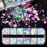 JMEOWIO Nail Glitter 12 Grids Mořská panna Nail Art Dekorace Příslušenství Nail Design