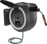Bezdrátový nástěnný hadicový box Gardena PowerRoll XXL Solo: Automatický hadicový naviják se 40m zahradní hadicí, hadicovým vedením a RollControl, bateriový, odolný vůči UV záření a mrazu (18647-55)