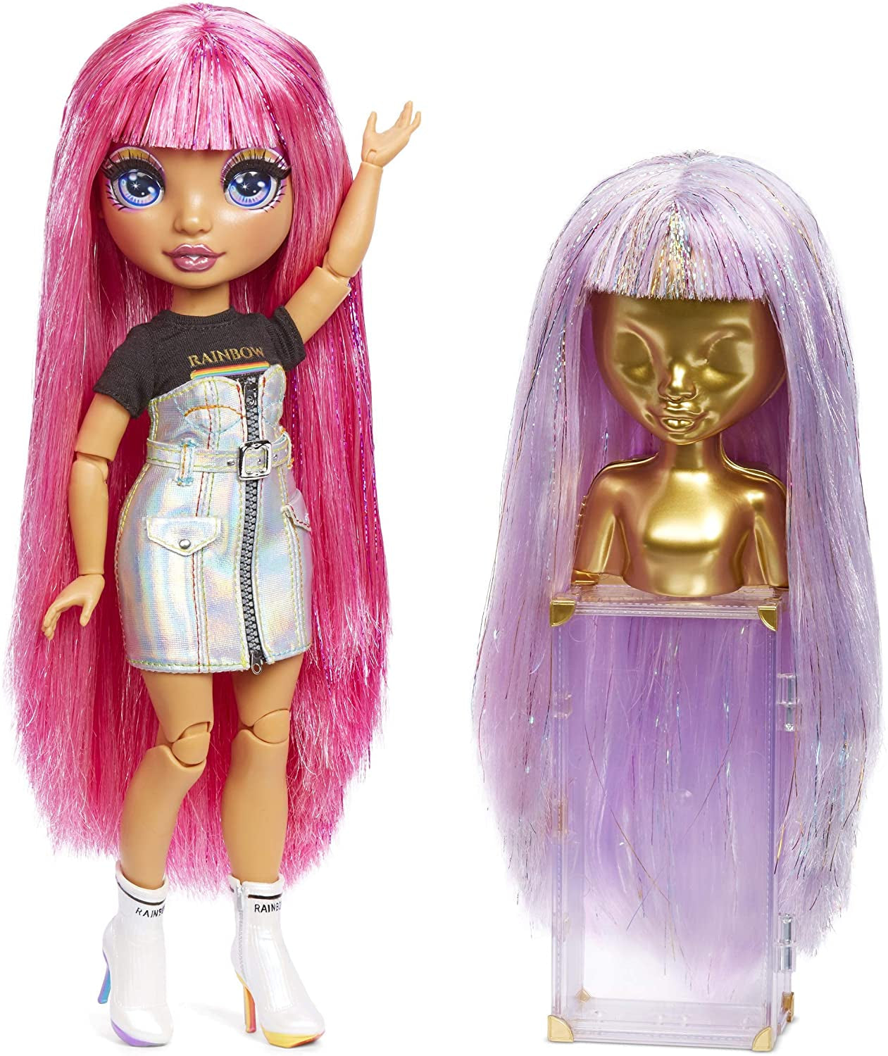 Rainbow High 571049 Fashion Studio - Exkluzivní panenka s oblečením, doplňky a 2 lesklými parukami - Vytvořte více než 300 outfitů!