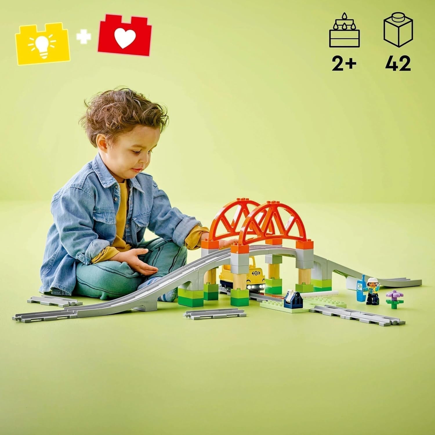LEGO DUPLO Městský železniční most a koleje – rozšiřující sada, dárek pro děti od 2 let, stavebnice a rekonstrukční sada, předškolní vývojová sada, vzdělávací hračka 10426 stavebnic Besuche den LEGO-Store