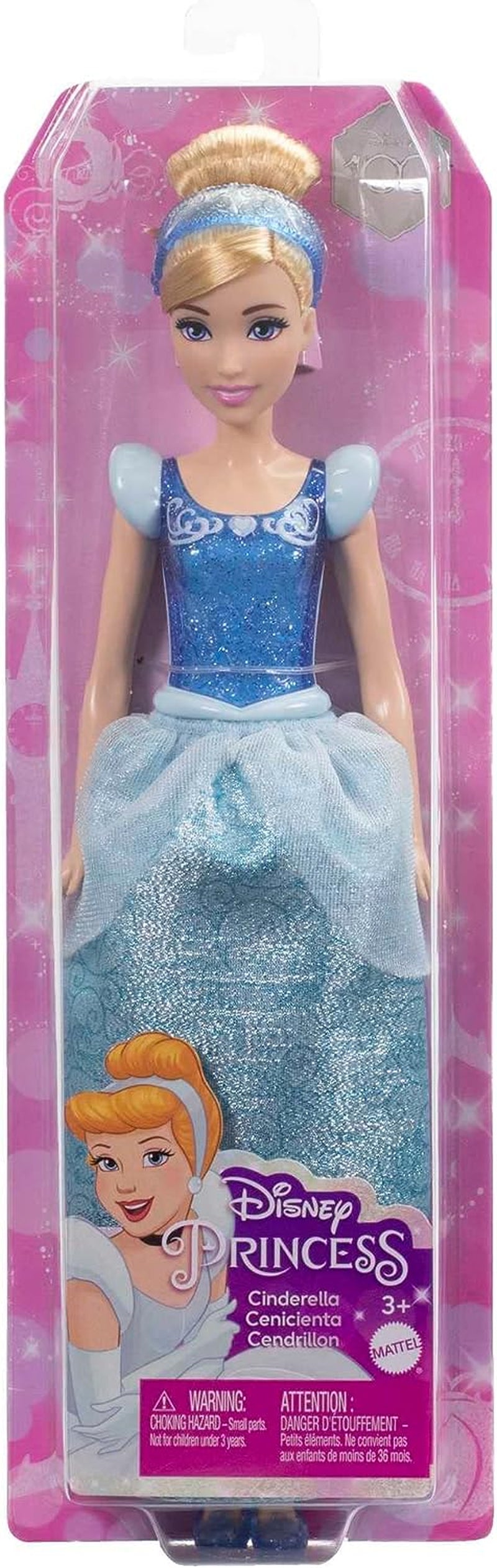 Pohyblivá panenka Mattel DISNEY Princezna Popelka s třpytivými šaty, odepínacími botami a diadémem, česatelné vlasy pro kadeřnickou zábavu, od 3 let, HLW06 Naty Shop Dolls