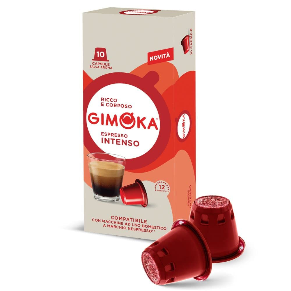Gimoka Kaffeekapseln Espresso Intenso, Intensität 12/13-100 Kapsel - Kompatibilní s Nespresso* Haushalts-Espressomaschinen - 100 Stück (10 x 10 Getränke) - Hergestellt v Itálii