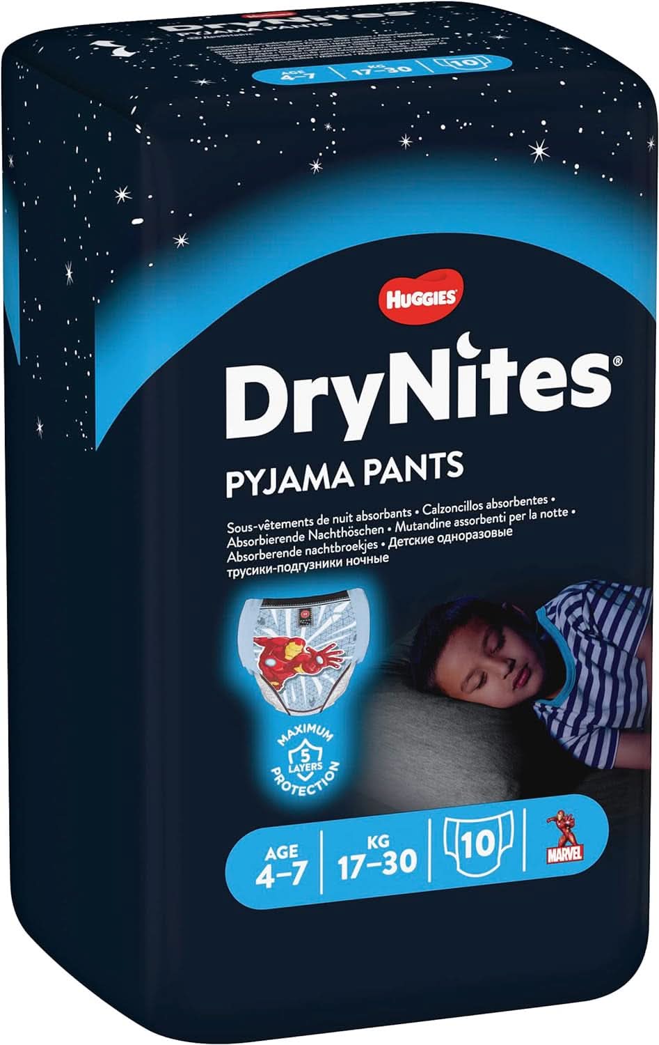 HUGGIES Drynites noční pleny, pro chlapce 4-7 let (17-30 kg), 30 kusů Naty Shop