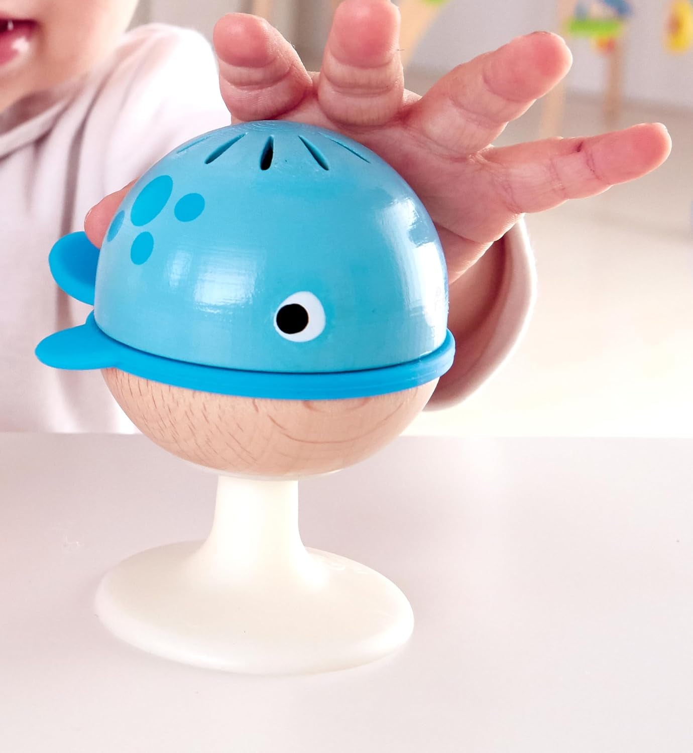 Sada chrastítek s přísavkou Hape | Tři zvířata s prvky kousacího kroužku, želva, chobotnice a velryba | Učící hračka od 0 měsíců Bebe Toys Naty Shop