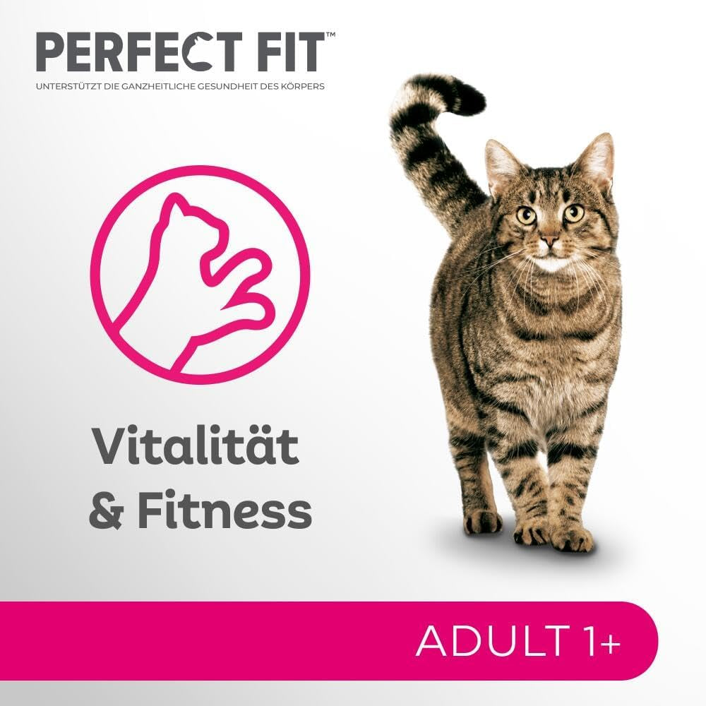Perfect Fit Adult 1+ výběr mokrého krmiva s lososem, hlubinnými rybami, hovězím a kuřecím masem, 48 sáčků, 12x85g (balení po 4 ks) - Prémiové vlhké krmivo pro dospělé kočky od 1 roku věku