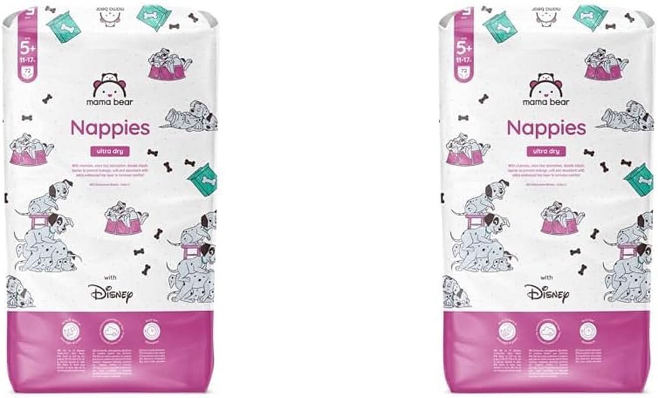 Ultra suché plenky Mama Bear Disney velikost 4 (8-14 kg), bílé, 84 kusů (1 balení) Naty Shop Velikost 5+ (11-17 kg) (2 balení) Samostatné balení