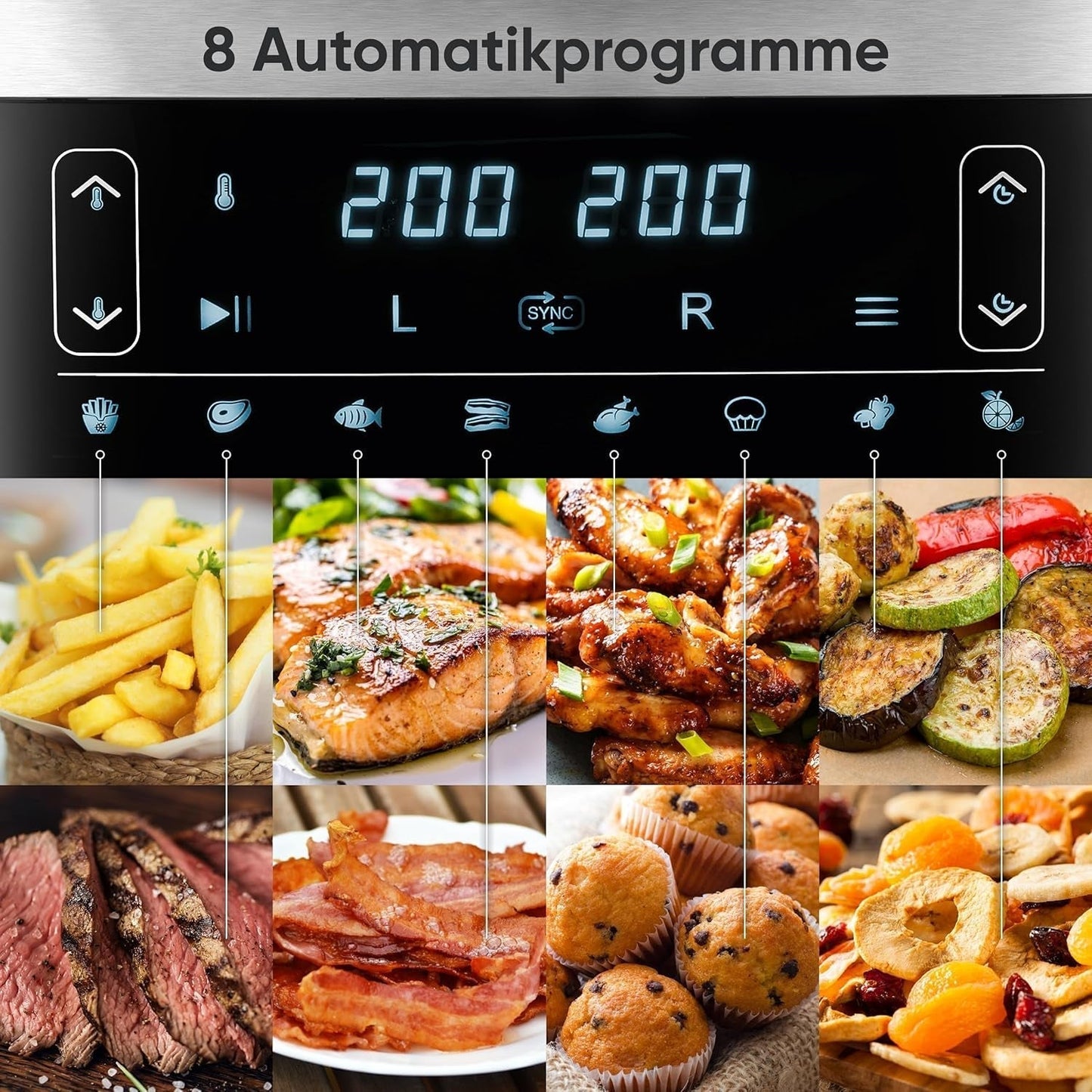 SEVERIN Dvojitá horkovzdušná fritéza s varnou komorou 2 X 3,8 l, 8 automatických programů Spotřebiče Naty Shop