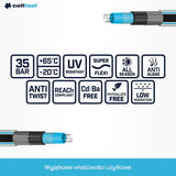 Zahradní hadice Cellfast MULTIFLEX PRO, odolná, 6 vrstev, pletený oplet ATS2, odolný proti UV záření a řasám, bez těžkých kovů, sametová technologie, 35 bar, -20/+65°C, 3/4", 30m